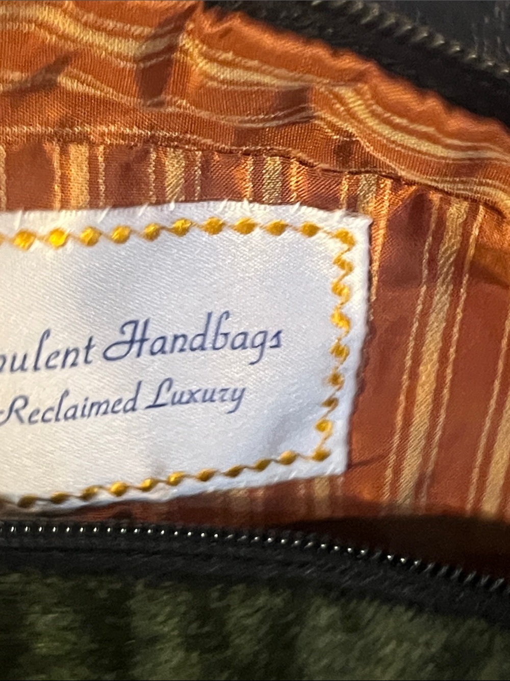 Embroidered Velvet Shoulder Bag — Black with Green and Rust Accents - Picture 7 of 10